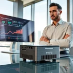 it professional with a mini computer in a modern office setting
